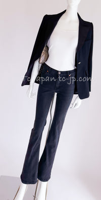 CHANEL 08PF Black Wool Lion Button Blazer Jacket 36 シャネル ブラック・ウール・ライオンボタン・ジャケット