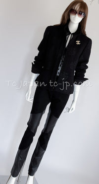 CHANEL 03C Black Camellia Stand Collar Zipper Jacket 40 42 シャネル ブラック・カメリア・スタンドカラー・ジッパー・ジャケット 即発