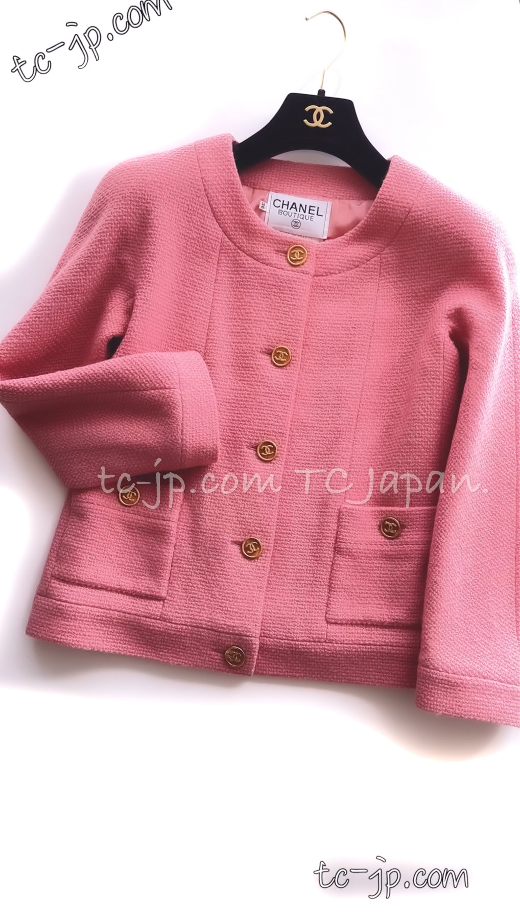 CHANEL 91A Vintage Red Wool Gold CC Button Jacket 42 シャネル ヴィンテージ レッド ウール ゴールド CC ココ ボタン ジャケット 即発