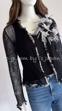 CHANEL 05C Black CC Logo Cashmere Cardigan Tops 36 38 シャネル ブラック CCロゴ カシミア カーディガン トップス 即発