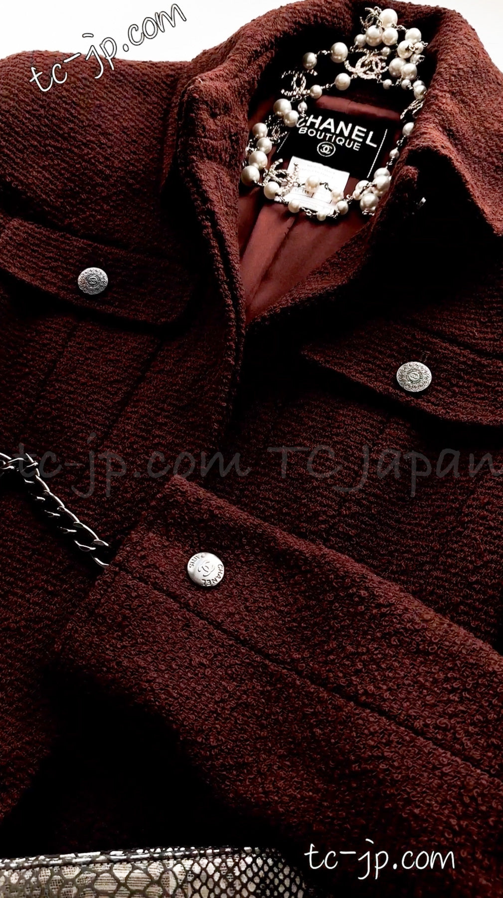 CHANEL 97A Choco Brown Wool Tweed Jacket 36 38 シャネル チョコ ブラウン ウール ツイード ジャケット 即発