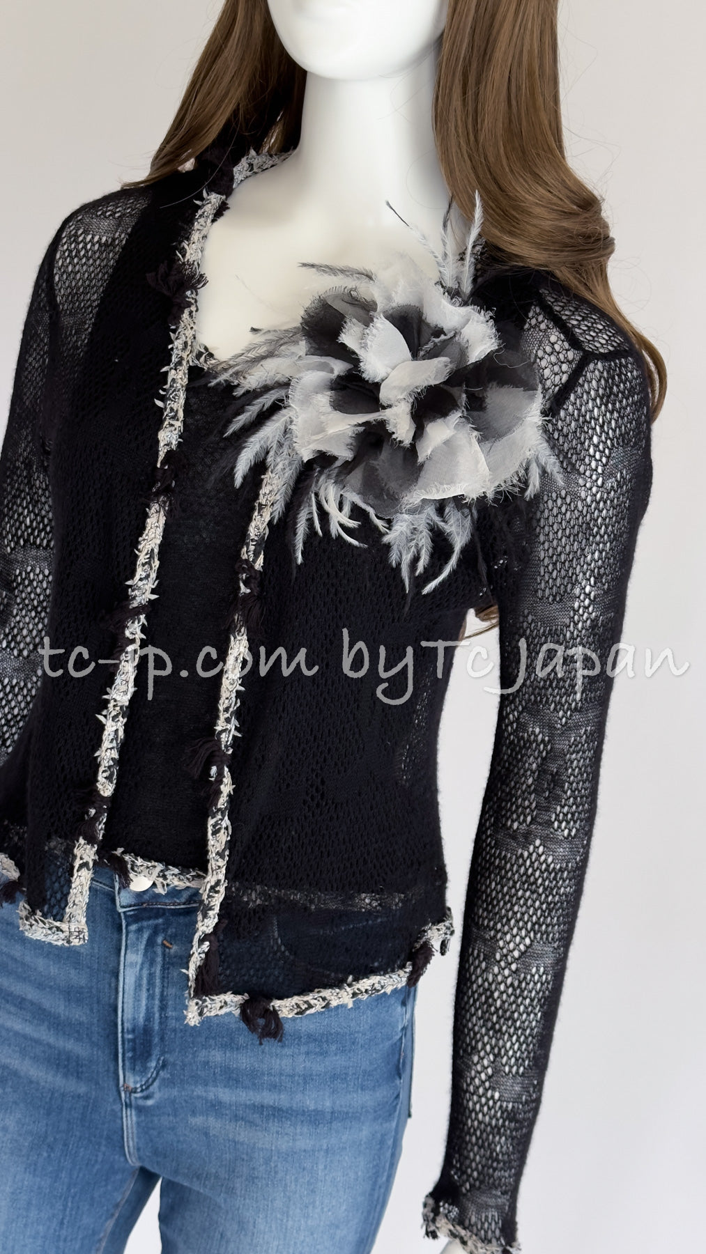 CHANEL 05C Black CC Logo Cashmere Cardigan Tops 36 38 シャネル ブラック CCロゴ カシミア カーディガン トップス 即発