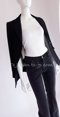 CHANEL 08PF Black Wool Lion Button Blazer Jacket 36 シャネル ブラック・ウール・ライオンボタン・ジャケット