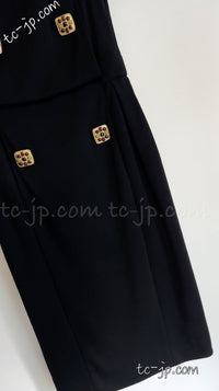 CHANEL 11PF Black Wool Dress Gripox Jewel Buttons 34 シャネル ブラック・ウール・グリポワ宝石装飾・ワンピース 即発