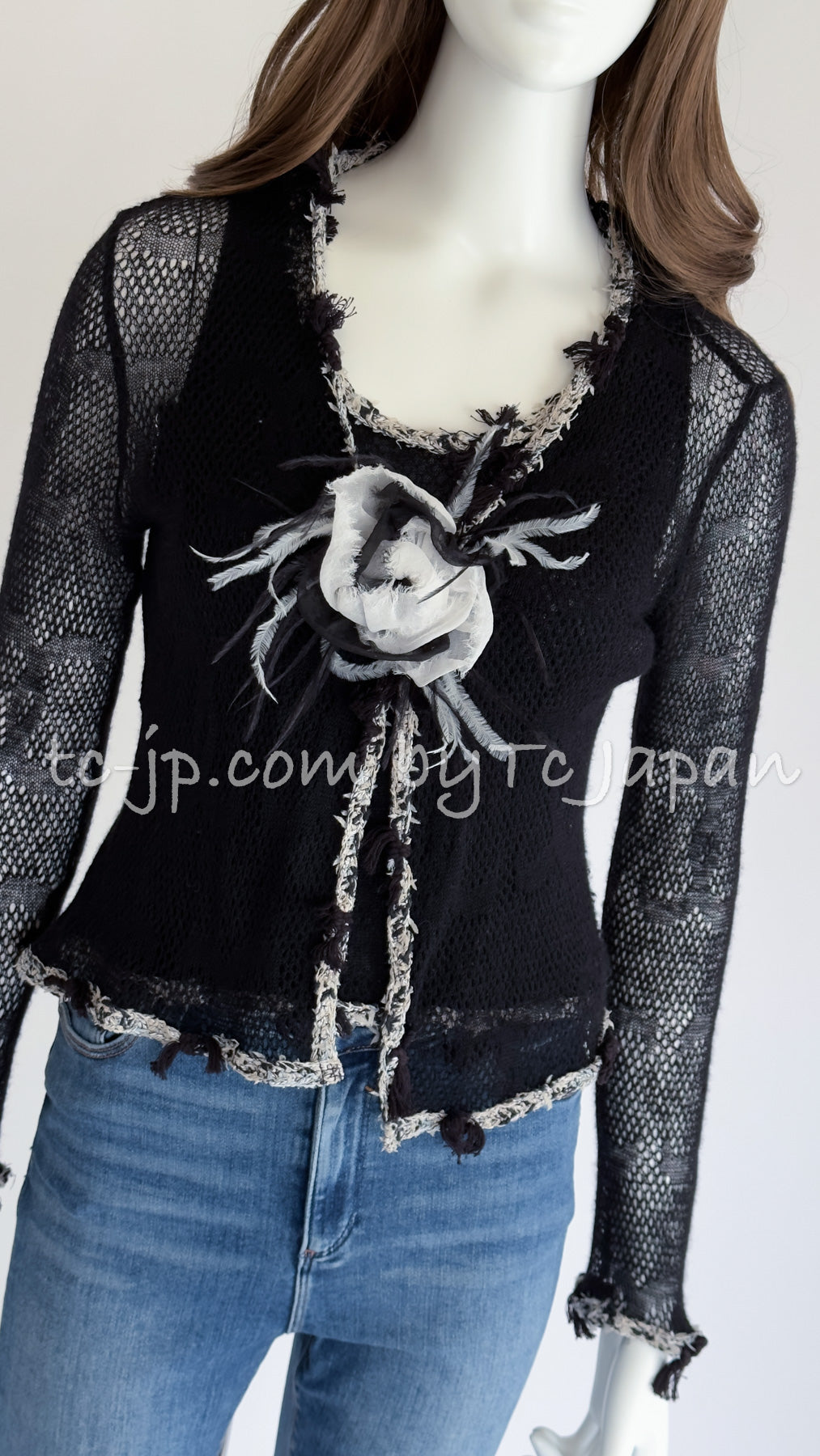 CHANEL 05C Black CC Logo Cashmere Cardigan Tops 36 38 シャネル ブラック CCロゴ カシミア カーディガン トップス 即発