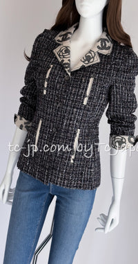 CHANEL 06S Gray Beige CC Logo Tweed Jacket Skirt Suit 38 シャネル CCロゴ グレー ベージュ ツイード ジャケット スカート スーツ 即発