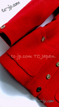 CHANEL 91A Vintage Red Wool Gold CC Button Jacket 42 シャネル ヴィンテージ レッド ウール ゴールド CC ココ ボタン ジャケット 即発