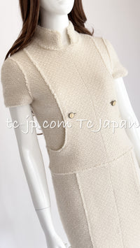 CHANEL 04A Ivory Wool Angora Tweed Dress 36 シャネル アイボリー ウール アンゴラ ツイード ワンピース 即発