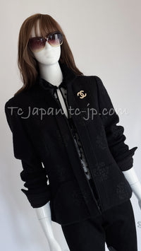 CHANEL 03C Black Camellia Stand Collar Zipper Jacket 40 42 シャネル ブラック・カメリア・スタンドカラー・ジッパー・ジャケット 即発