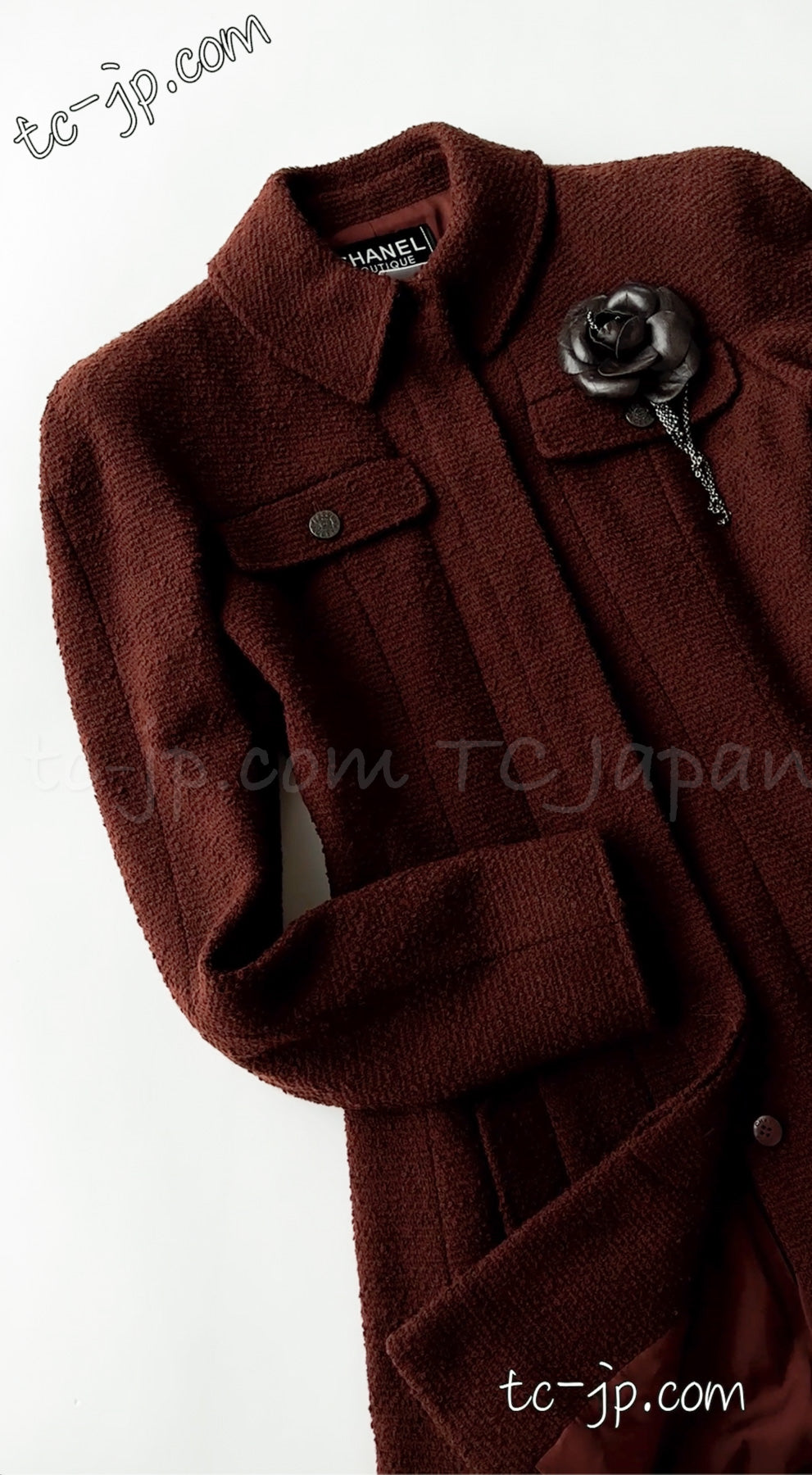 CHANEL 97A Choco Brown Wool Tweed Jacket 36 38 シャネル チョコ ブラウン ウール ツイード ジャケット 即発