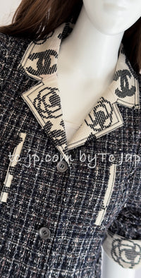 CHANEL 06S Gray Beige CC Logo Tweed Jacket Skirt Suit 38 シャネル CCロゴ グレー ベージュ ツイード ジャケット スカート スーツ 即発