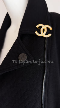 CHANEL 10S Black Riders Zipper Knit Wool Jacket 38 シャネル ブラック・ライダース・ジッパー・ニット・ウール・ジャケット 即発