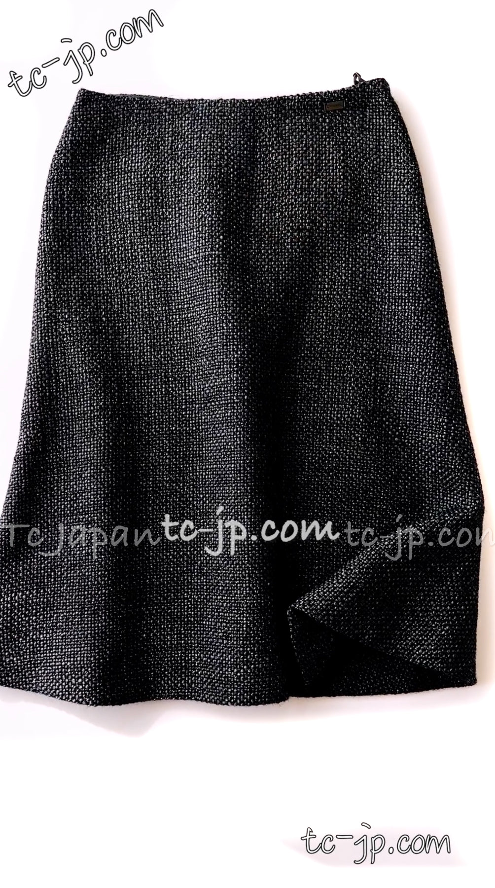 CHANEL 00A Dark Gray Zipper Setup Vest Skirt 34 36 シャネル 訳あり!ダークグレー・ジップアップ・ベスト・セットアップ・スカート 即発