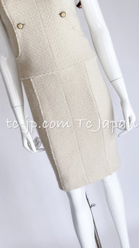 CHANEL 04A Ivory Wool Angora Tweed Dress 36 シャネル アイボリー ウール アンゴラ ツイード ワンピース 即発