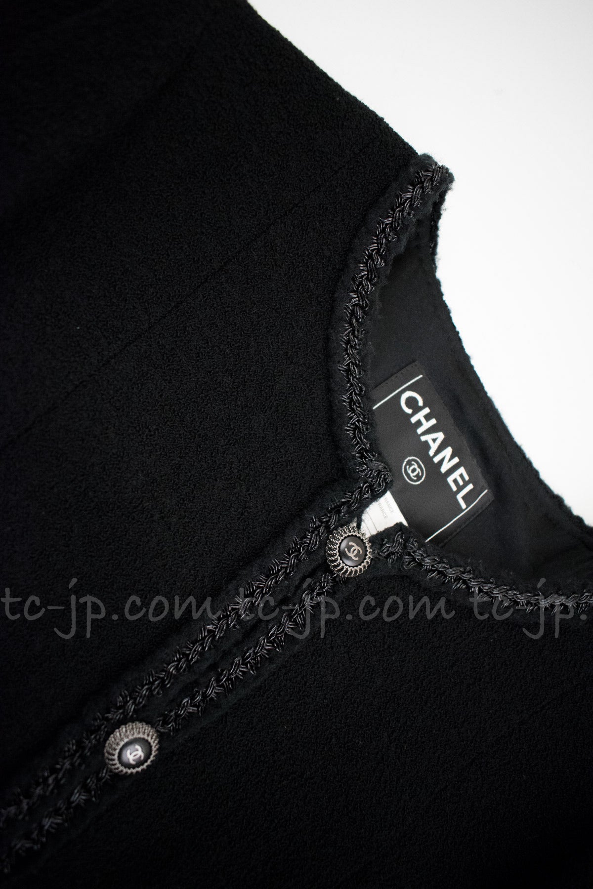 CHANEL 08A Little Black Jacket Tweed Wool 34 36 シャネル リトル ブラック ジャケット ツイード ウール 即発