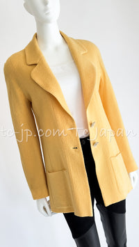 CHANEL 99C Soft Yellow CC Buttons Wool Tweed Jacket 38 40 シャネル ソフトイエロー・CCボタン・ウール・ジャケット 即発