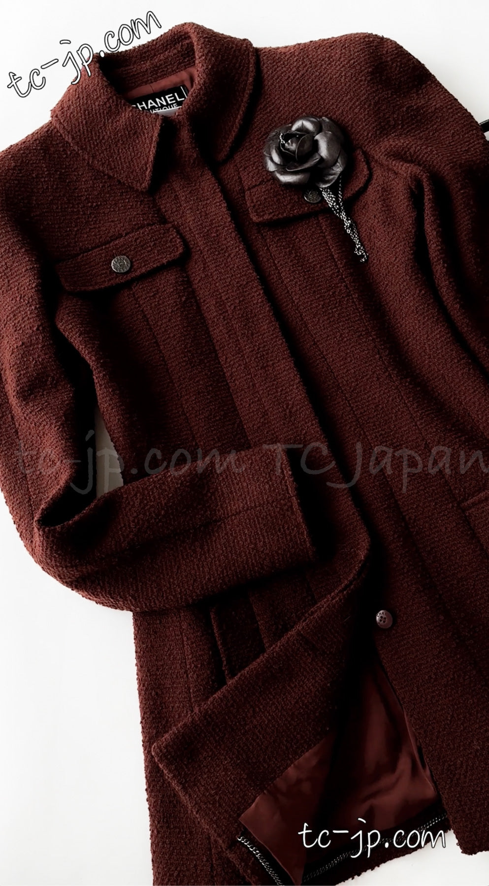 CHANEL 97A Choco Brown Wool Tweed Jacket 36 38 シャネル チョコ ブラウン ウール ツイード ジャケット 即発
