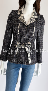 CHANEL 06S Gray Beige CC Logo Tweed Jacket Skirt Suit 38 シャネル CCロゴ グレー ベージュ ツイード ジャケット スカート スーツ 即発