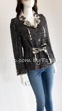 CHANEL 06S Gray Beige CC Logo Tweed Jacket Skirt Suit 38 シャネル CCロゴ グレー ベージュ ツイード ジャケット スカート スーツ 即発