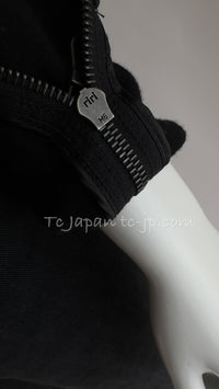 CHANEL 10S Black Riders Zipper Knit Wool Jacket 38 シャネル ブラック・ライダース・ジッパー・ニット・ウール・ジャケット 即発