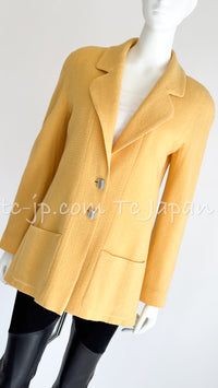 CHANEL 99C Soft Yellow CC Buttons Wool Tweed Jacket 38 40 シャネル ソフトイエロー・CCボタン・ウール・ジャケット 即発