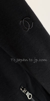 CHANEL 10S Black Riders Zipper Knit Wool Jacket 38 シャネル ブラック・ライダース・ジッパー・ニット・ウール・ジャケット 即発