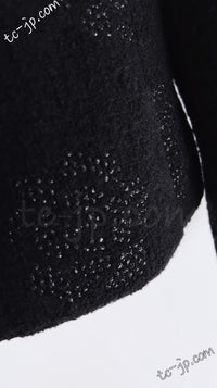 CHANEL 03C Black Camellia Stand Collar Zipper Jacket 40 42 シャネル ブラック・カメリア・スタンドカラー・ジッパー・ジャケット 即発
