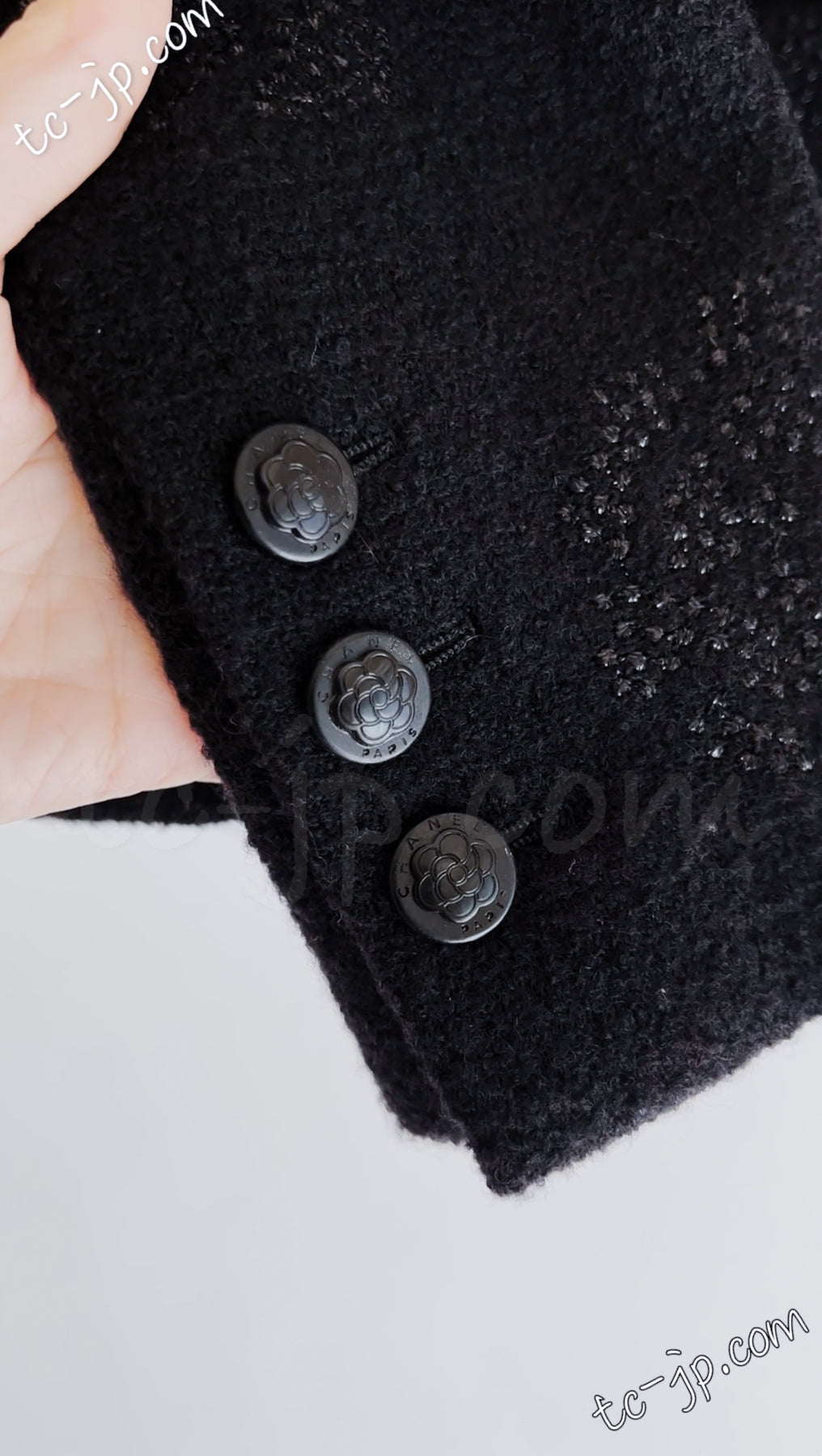 CHANEL 03C Black Camellia Stand Collar Zipper Jacket 40 42 シャネル ブラック・カメリア・スタンドカラー・ジッパー・ジャケット 即発