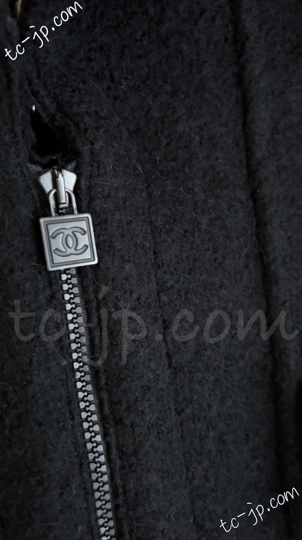 CHANEL 06A Black Zipper CC Logo Wool Alpaca Coat 36 シャネル ブラック ジッパー CCロゴ ウール アルパカ コート 即発