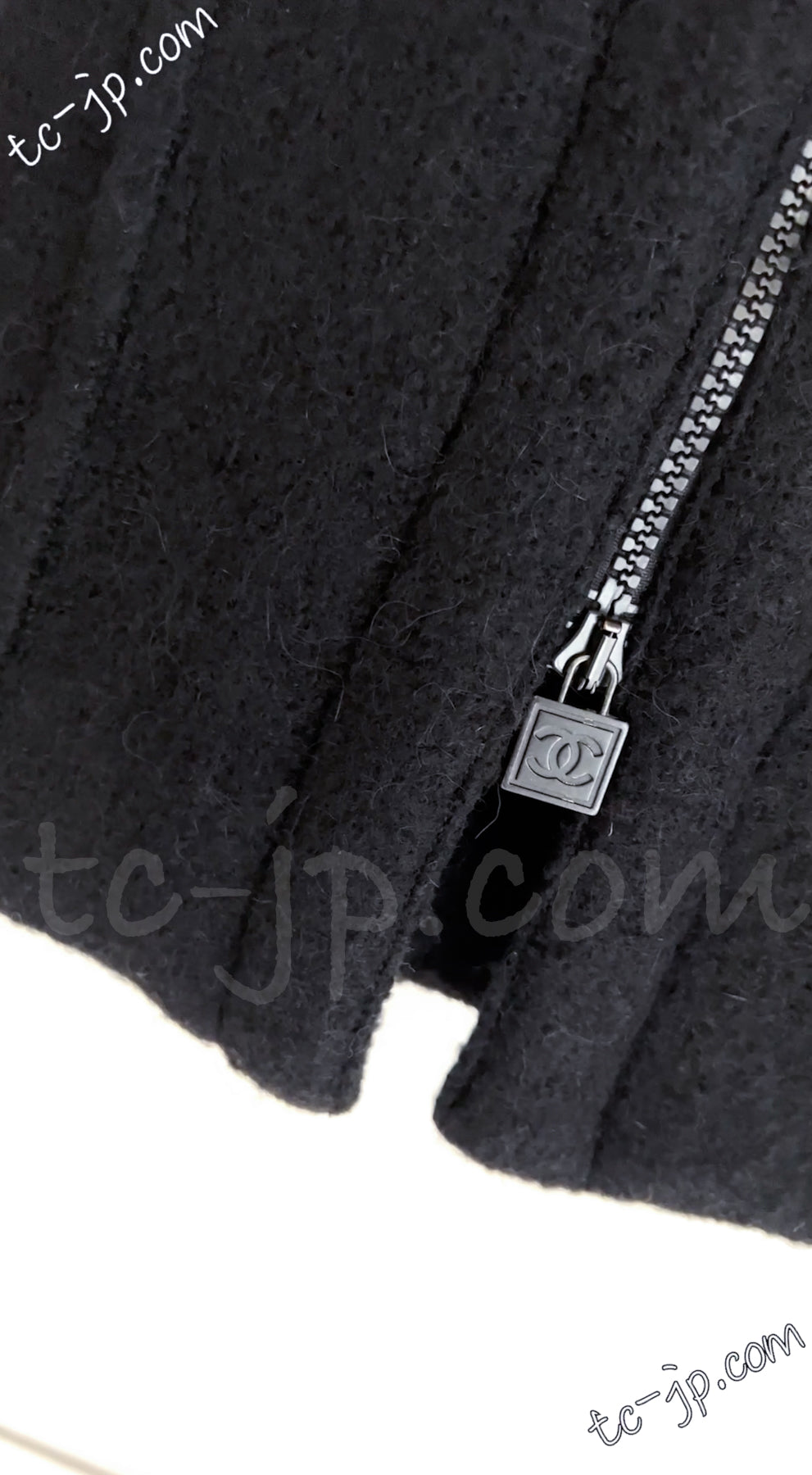CHANEL 06A Black Zipper CC Logo Wool Alpaca Coat 36 シャネル ブラック ジッパー CCロゴ ウール アルパカ コート 即発