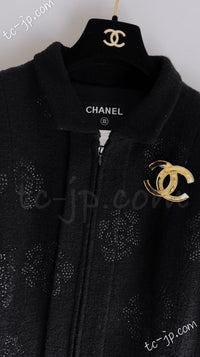 CHANEL 03C Black Camellia Stand Collar Zipper Jacket 40 42 シャネル ブラック・カメリア・スタンドカラー・ジッパー・ジャケット 即発