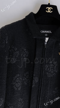 CHANEL 03C Black Camellia Stand Collar Zipper Jacket 40 42 シャネル ブラック・カメリア・スタンドカラー・ジッパー・ジャケット 即発