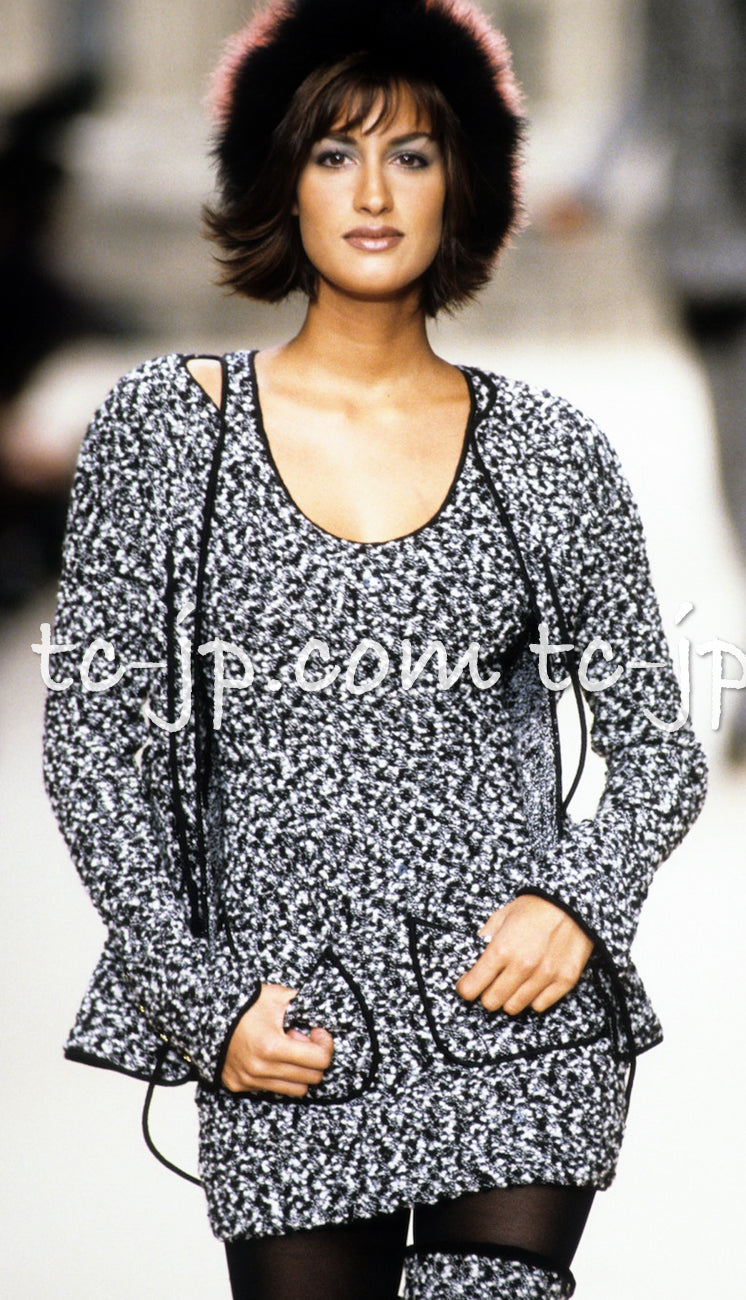 CHANEL 94A Black White Cardigan Jacket & Dress Set 38 シャネル ブラック・ホワイト・カーディガン・ジャケット&ワンピース 即発