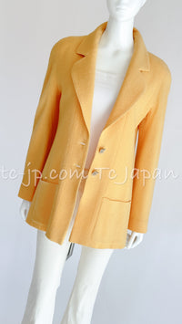 CHANEL 99C Soft Yellow CC Buttons Wool Tweed Jacket 38 40 シャネル ソフトイエロー・CCボタン・ウール・ジャケット 即発