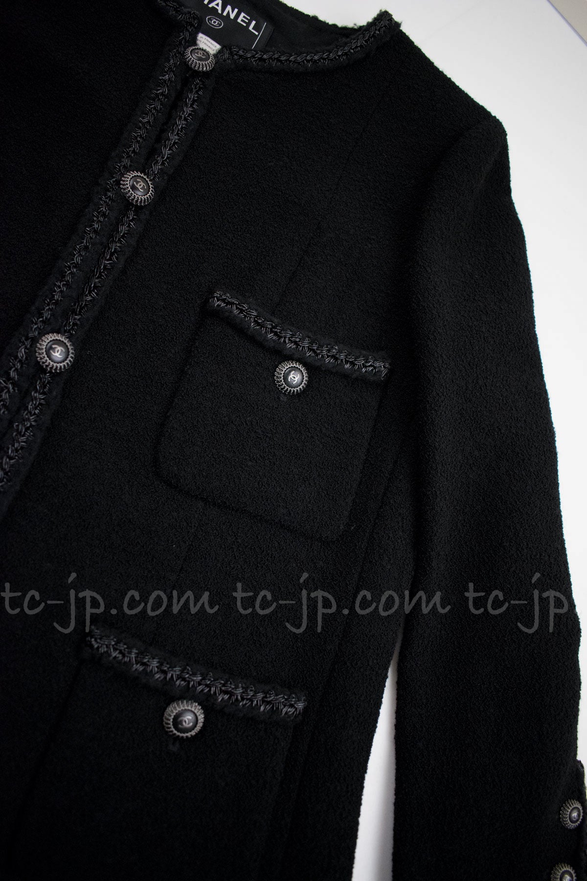 CHANEL 08A Little Black Jacket Tweed Wool 34 36 シャネル リトル ブラック ジャケット ツイード ウール 即発