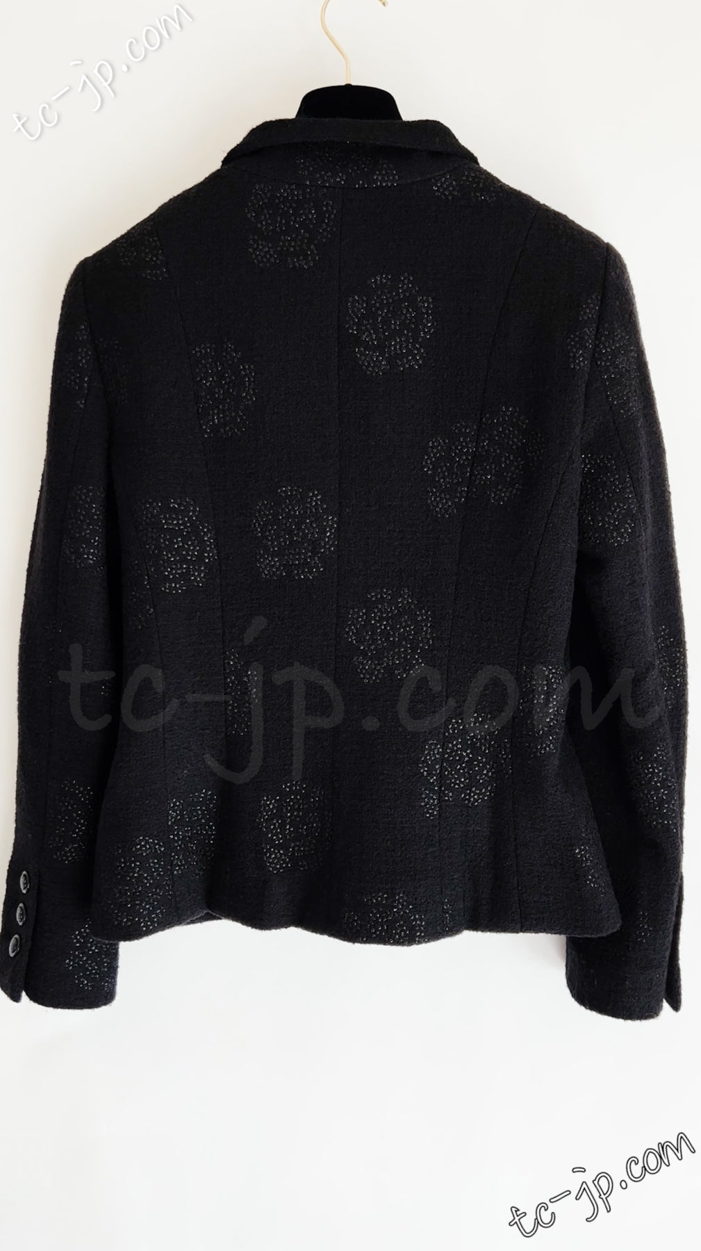 CHANEL 03C Black Camellia Stand Collar Zipper Jacket 40 42 シャネル ブラック・カメリア・スタンドカラー・ジッパー・ジャケット 即発