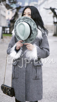 CHANEL 14B Black White Wool Silk Tweed Dress 34 シャネル ブラック ホワイト ウール シルク ツイード ワンピース 即発