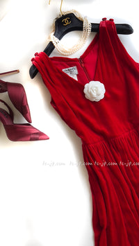 CHANEL 96S Red Velvet Dress 38 40 シャネル スーパーモデルのレッド ベルベット ドレス ワンピース 即発