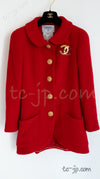 CHANEL 92A Iconic Collectible Scarlet Red Wool Tweed Jacket Skirt Suit Basket Gold Button 38 シャネル スカーレット レッド コレクター限定品 ウール ツイード ジャケット スカート スーツ バスケットボタン 即発
