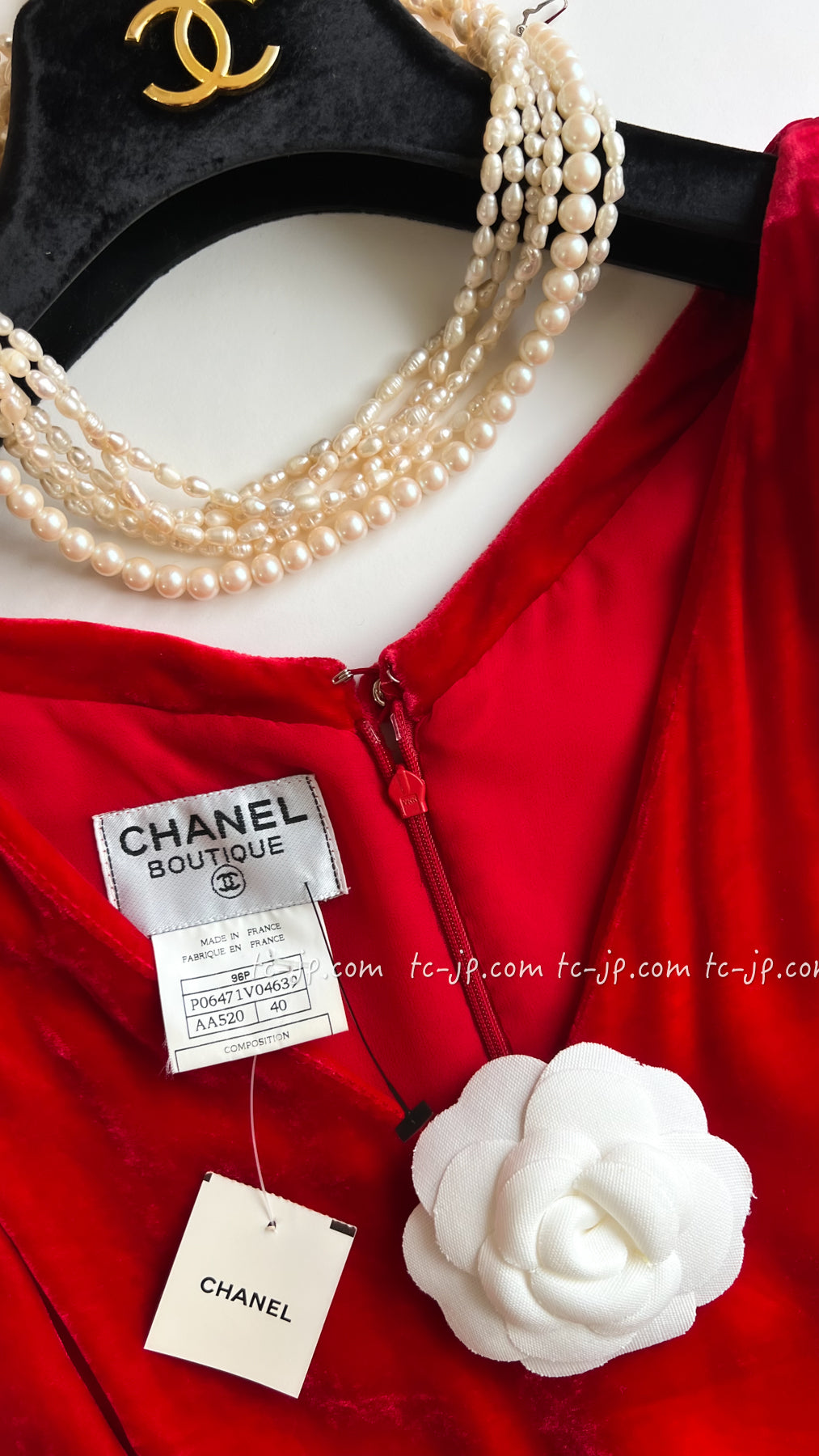 CHANEL 96S Red Velvet Dress 38 40 シャネル スーパーモデルのレッド ベルベット ドレス ワンピース 即発