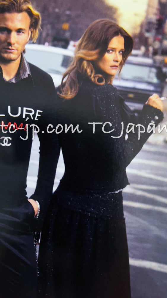 CHANEL 05PF Black Gary Fringe Trim Tweed Jacket 38 40 シャネル ブラック グレー フリンジトリム ツイード ジャケット 即発