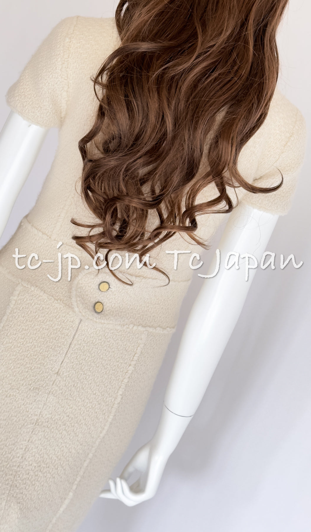 CHANEL 04A Ivory Wool Angora Tweed Dress 36 シャネル アイボリー ウール アンゴラ ツイード ワンピース 即発