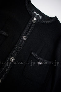 CHANEL 08A Little Black Jacket Tweed Wool 34 36 シャネル リトル ブラック ジャケット ツイード ウール 即発