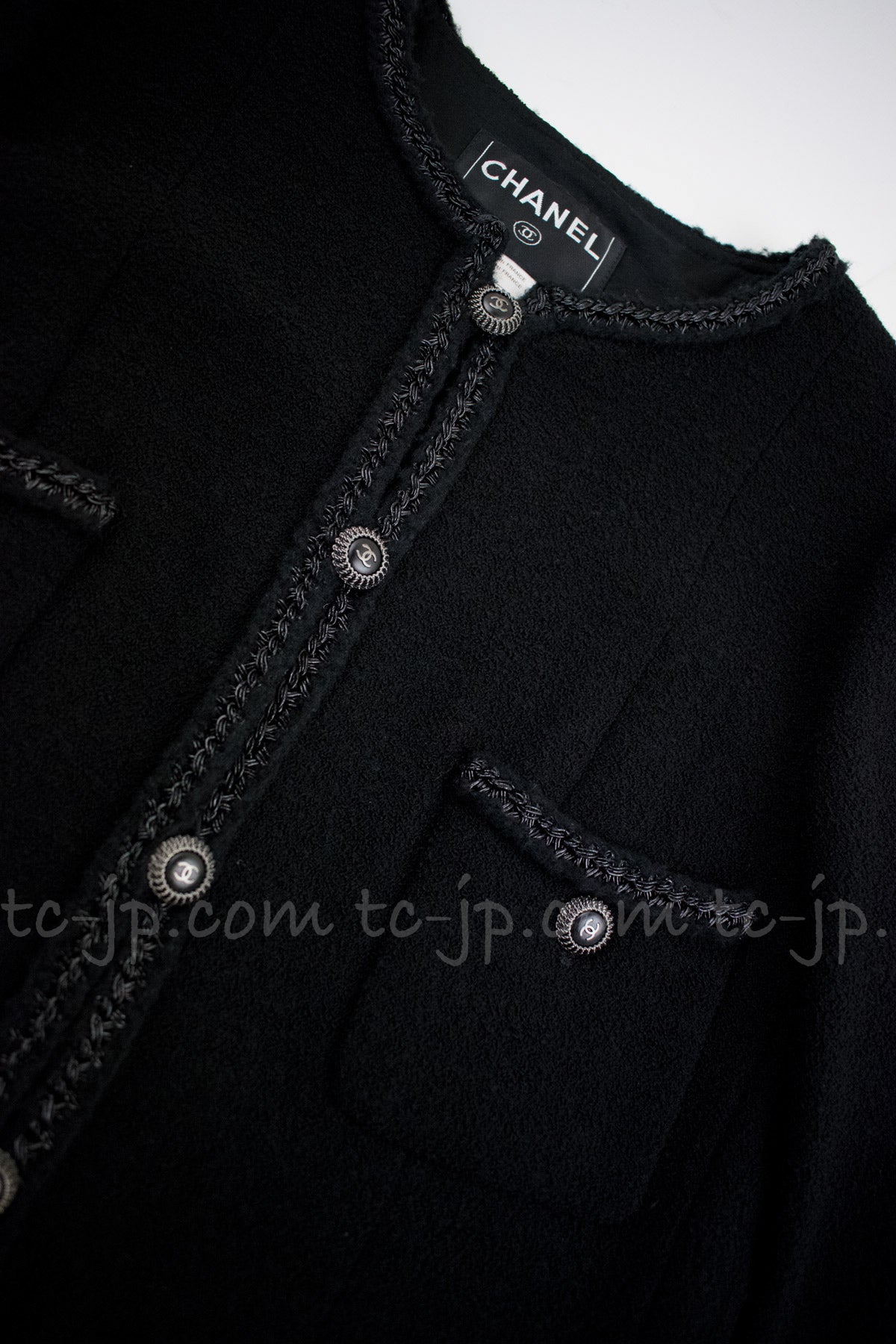 CHANEL 08A Little Black Jacket Tweed Wool 34 36 シャネル リトル ブラック ジャケット ツイード ウール 即発