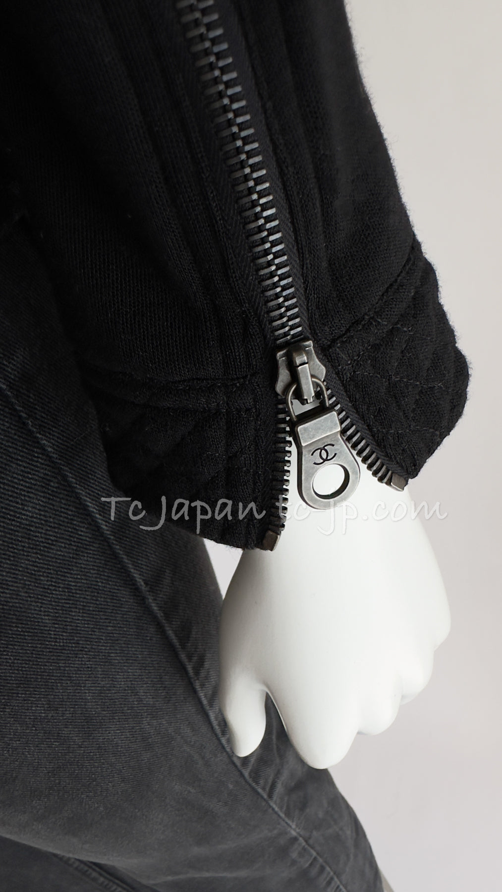 CHANEL 10S Black Riders Zipper Knit Wool Jacket 38 シャネル ブラック・ライダース・ジッパー・ニット・ウール・ジャケット 即発
