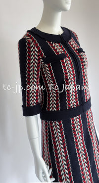 CHANEL 04A Red Navy Tricolor Zipper Tweed Jacket Skirt Suit 36 シャネル レッド ネイビー トリコロール ツイード ジャケット スカート スーツ 即発