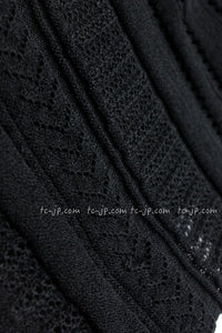 CHANEL 07PF Charcoal Black Alpaca Cardigan 36 38 シャネル 高級アルパカ リボン チャコール グレー ブラック カーディガン