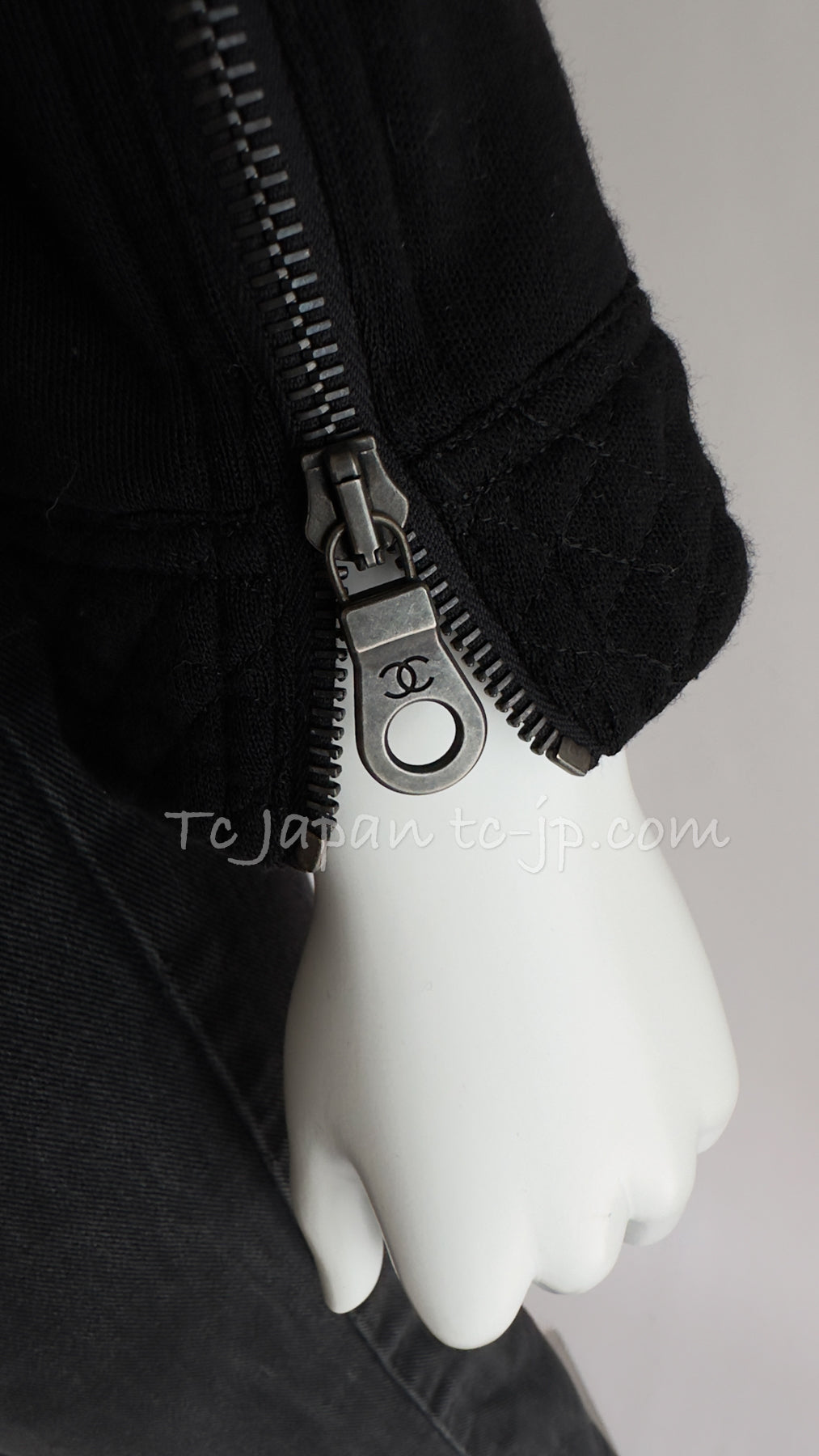 CHANEL 10S Black Riders Zipper Knit Wool Jacket 38 シャネル ブラック・ライダース・ジッパー・ニット・ウール・ジャケット 即発