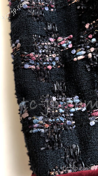 CHANEL 09PF Navy Velvet Satin Tweed Jacket Skirt 40 42 シャネル ベルベット・サテン・ジャケット・スカート 即発