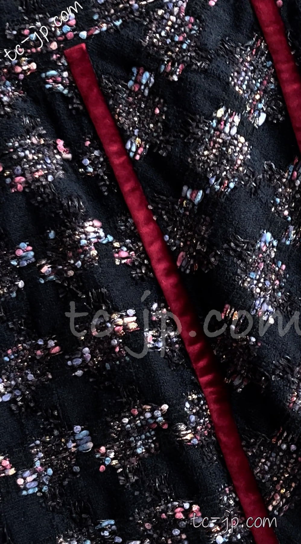 CHANEL 09PF Navy Velvet Satin Tweed Jacket Skirt 40 42 シャネル ベルベット・サテン・ジャケット・スカート 即発
